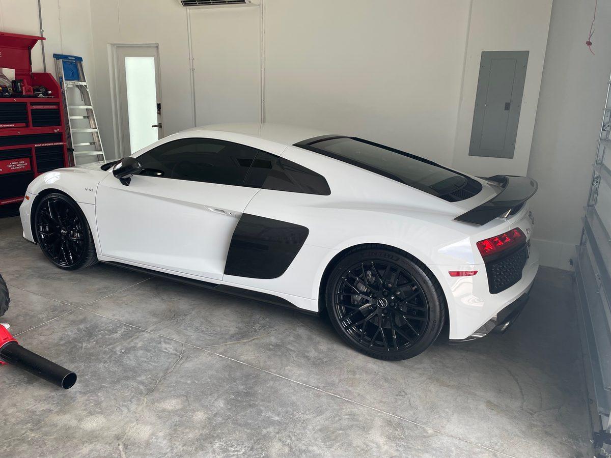 Audi R8 V10 with professional window tint in Miami